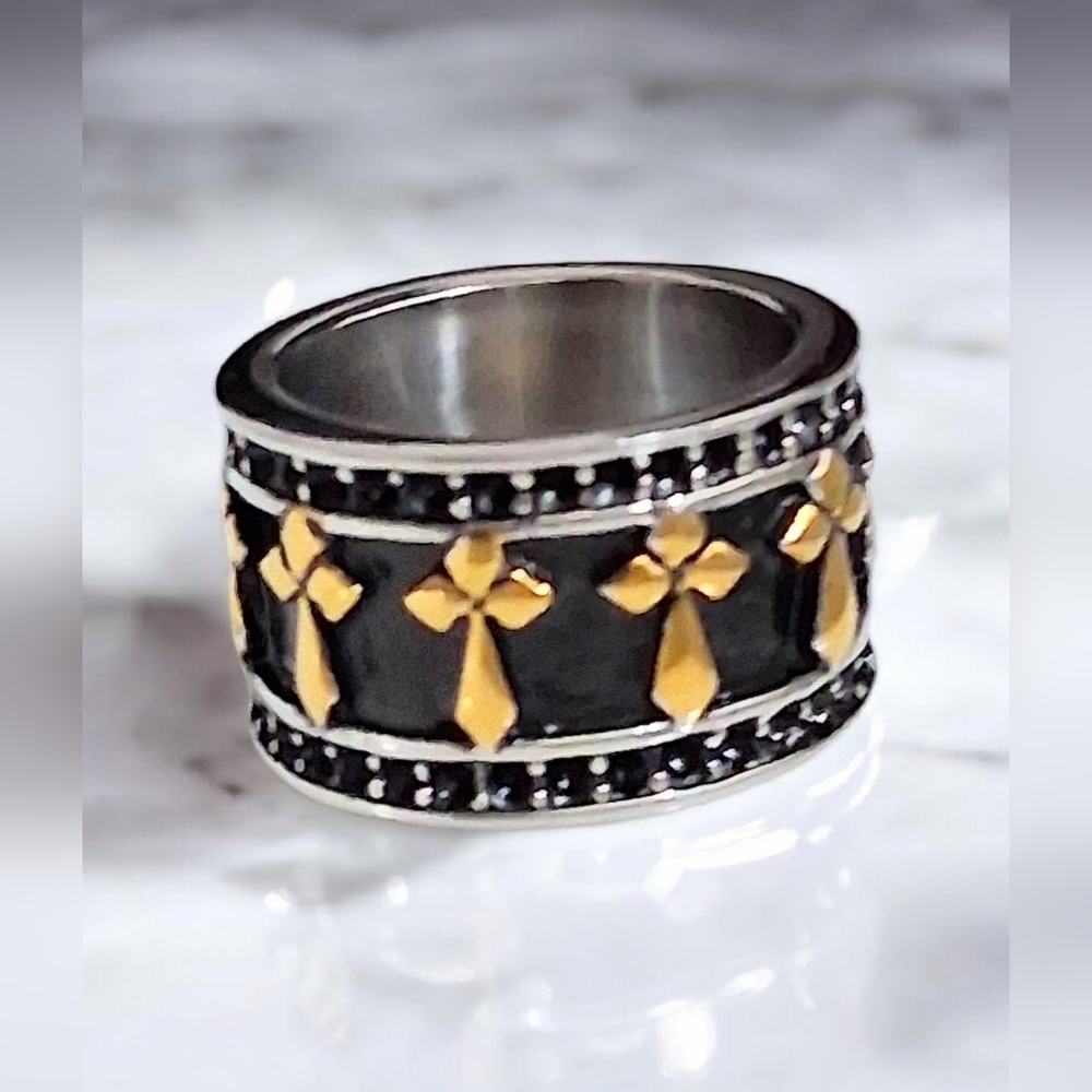GOTHIC CROSS RING STAINLESS STEEL SIZE 9